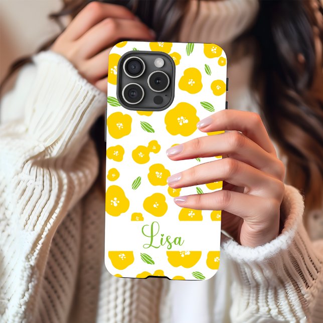 Yellow Floral Phone Case  (Customize this cute iPhone case today. )