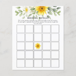 Yellow Florals Greenery Chá de panela Bingo Game