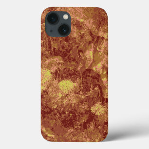 Yellow flower against leaf camouflage pattern
