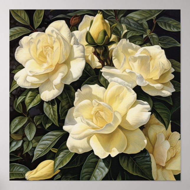 Yellow Gardenia Flowe Art Impressão (Frente)