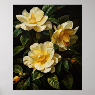 Yellow Gardenia Flowe Art Impressão