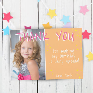 Yellow Girl Stars Aniversário Obrigado Cartão com