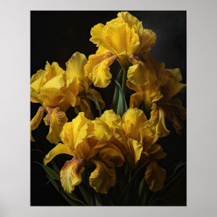 Yellow Iris Flowers Art Impressão Poster
