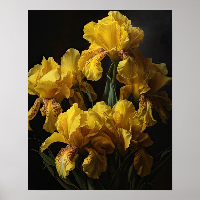 Yellow Iris Flowers Art Impressão Poster (Frente)
