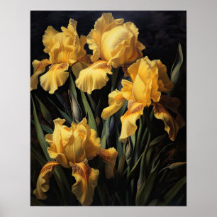 Yellow Iris Flowers Art Impressão Poster