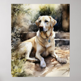 Yellow Labrador Retriever Dog Art Impressão
