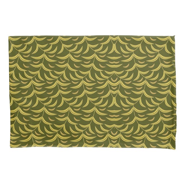Yellow Leaf Motif Pattern on Dark Green Background (Frente-Esquerda)