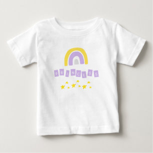 Yellow Rainbow Princess Stars Baby Girl T-Shirt