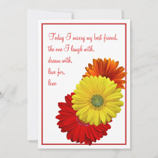 Yellow Red Orange Gerbera Daisy Weditation Convite