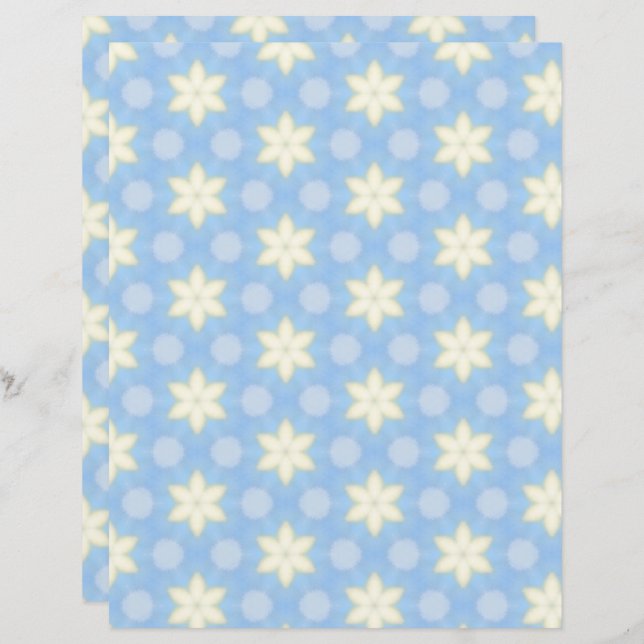 Yellow Stars on Blue Scrapbook Paper (Frente/Verso)