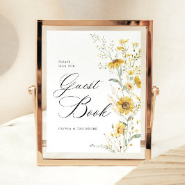 Yellow Wildflower Sunflower Guest Book Wedding