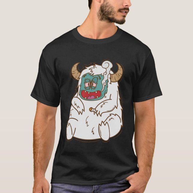 Yeti fumante Snowman Creatar Pegadas Pullover (Frente)