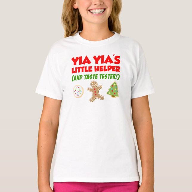 Yia Yia's Little Helper Christmas Cookies T-Shirt (Frente)