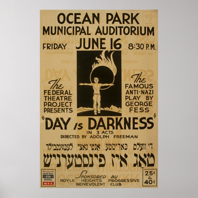 Yiddish Anti Play Vintage 1939 WPA Poster (Frente)