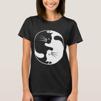 Yin Black White Cat e Yang T-shirt para Mulheres e
