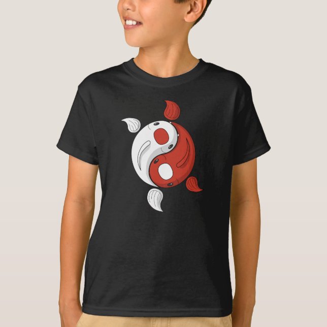 Yin e Yang, a Camisa Negra Bebê e Kid Koi (Frente)