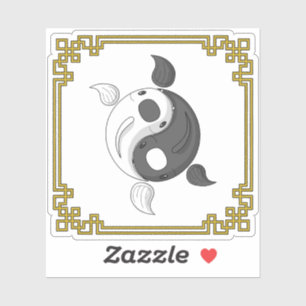 Yin e Yang a etiqueta do contorno de Koi