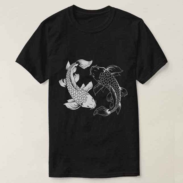 Yin E Yang Japonês Koi Fish T-Shirt (Frente do Design)