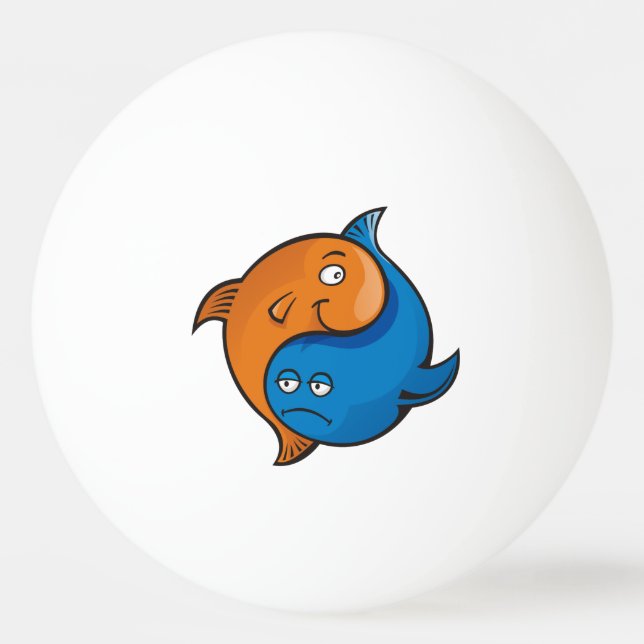 Yin Yang Fish Cartoon Bola de ping pong (Frente)