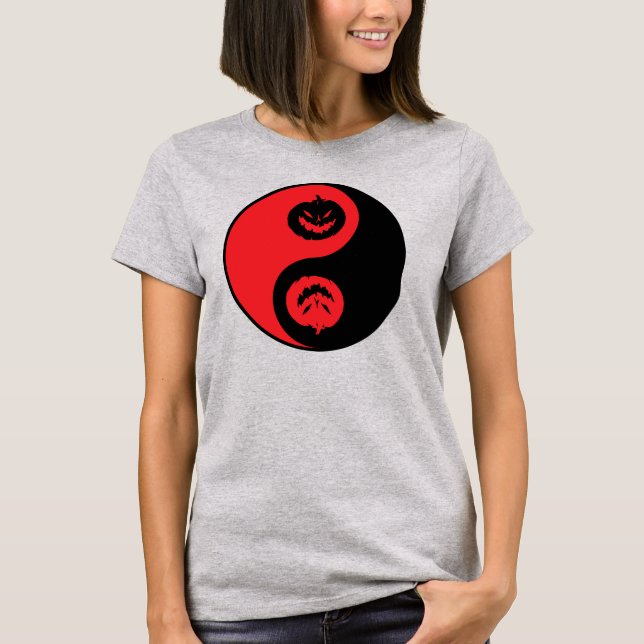 Yin Yang Jack-o-lantern Pumpkins T-Shirt (Frente)