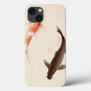 Yin Yang Koi pesca na pintura oriental do estilo