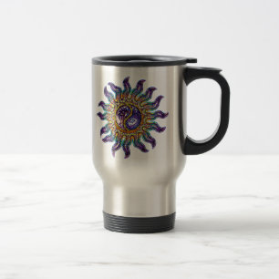Yin Yang Mosaic Sun Caneca de viagem