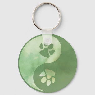 Yin Yang Paw Green Chaveiro