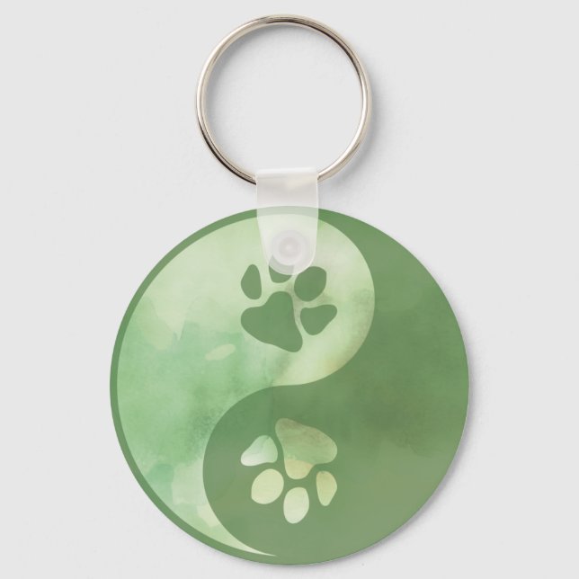 Yin Yang Paw Green Chaveiro (Frente)