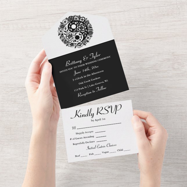 Yin Yang Wedding, Floral Branca e Preta (Aba destacável)