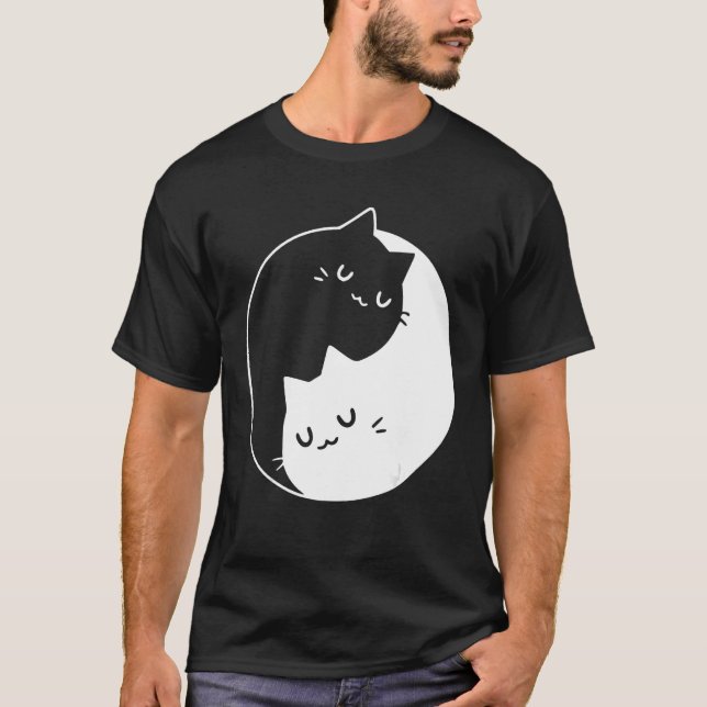 Ying Yang Cats Cat T-Shirt Tee 1 (Frente)