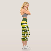 Yoga Capris, XS (0-2), Alto-Waisted Verde/Amarelo