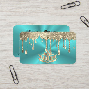 Yoga cartão de visita da flor de lótus azul-elegan