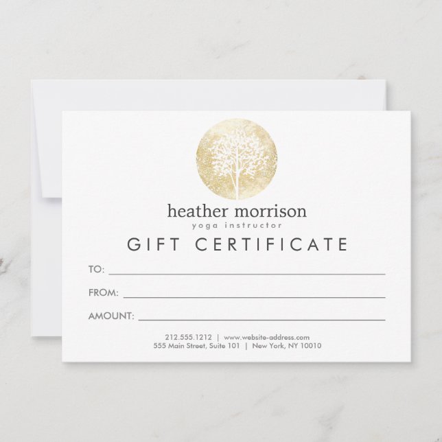 Yoga da árvore de aquarela Dourada e placa de pres (Frente)
