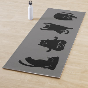 Yoga Gato preto bonito fazendo design de ioga, tapete d