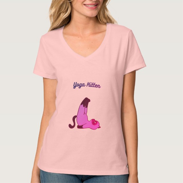 Yoga Kitten Bonito Pose T-Shirt (Frente)