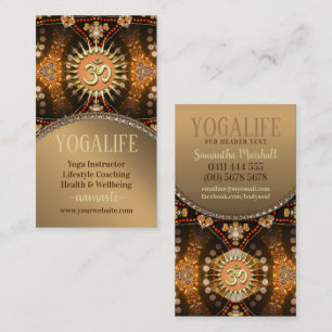 Yoga Life Caramel Dourado OM New Age Cartão de vis