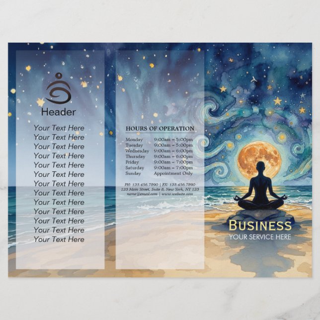 Yoga Meditação Estrela Noite Céu Lua Tri-Dobrável (Frente)