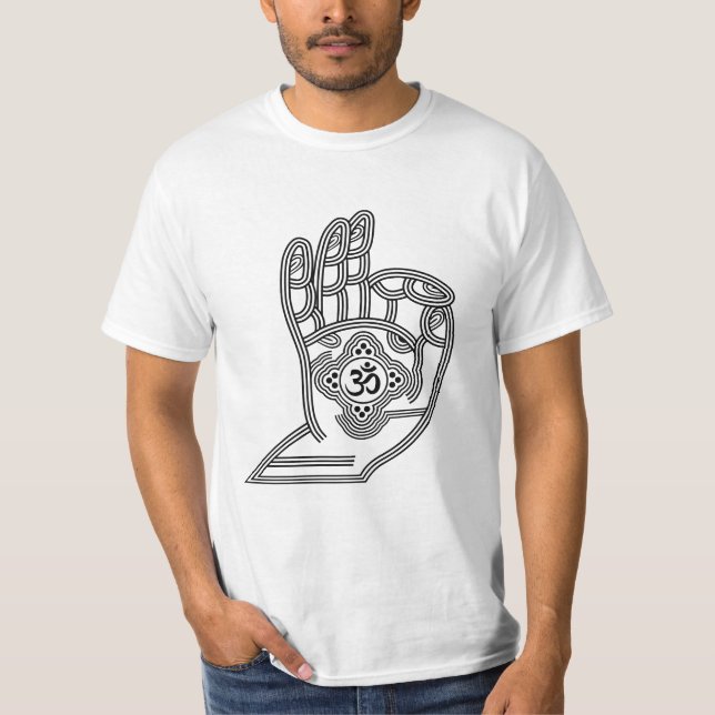 Yoga Mudra com Om e seu nome T-Shirt (Frente)