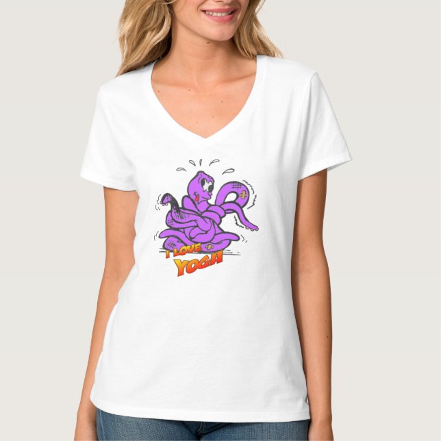 Yoga Octopus em uma camiseta Knot Womens (Frente)