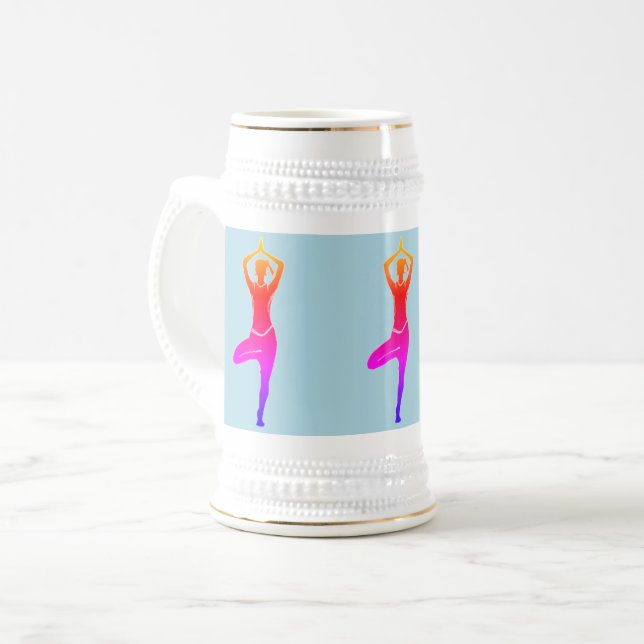 Yoga Pose - Caneca de cerveja de cerveja azul e Do (Frente Esquerda)