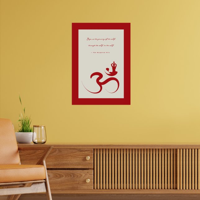 Yoga Silhouette Red Om Ohm Zen Poster espiritual (Sala de Estar 2)
