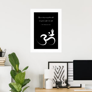 Yoga Silhouette White Om Ohm Zen Poster espiritual