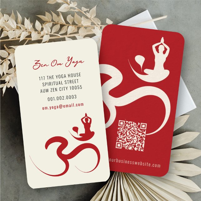 Yoga Simples Om Ohm Calliografia Zen Cartão de vis (Simple Minimalist Zen Spiritual Holistic Yoga Om/Aum Calligraphy Symbol Business Card @ fatfatin)