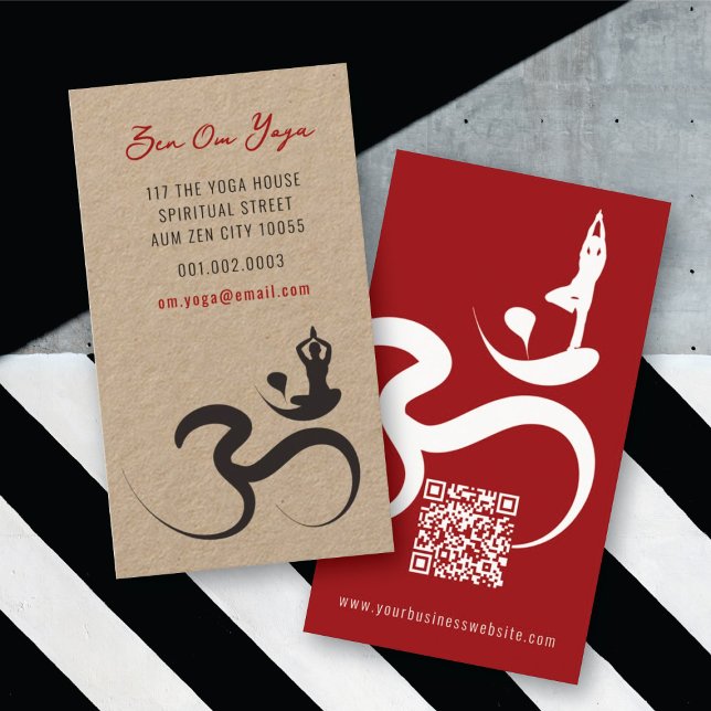 Yoga Simples Om Ohm Calliografia Zen Cartão de vis (Simple Minimalist Zen Spiritual Holistic Yoga Om/Aum Calligraphy Symbol Business Card @ fatfatin)
