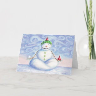 Yoga snowman: cartão de saudação por idyl wyld des