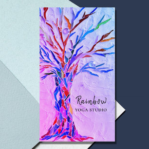 Yoga Studio Rainbow Tree Purple Cartão de visita