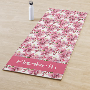 Yoga Tapete de Ioga Flores Orquídeas Rosa