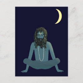 Yogi Shiva sob o cartão postal da lua crescente