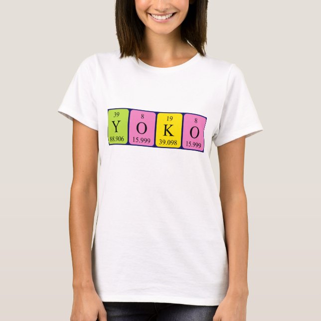 Yoko — camisa de nome de mesa periódica (Frente)