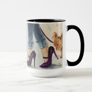 Yorkie & caneca do design da aguarela dos